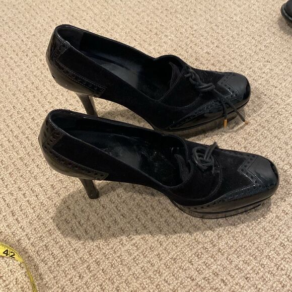 Gucci black Vintage Lace Up Platform Collegiate Women's Shoes Size 8.5 - Picture 4 of 9